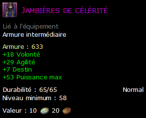 Jambières de célérité