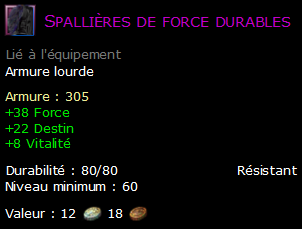 Spallières de force durables