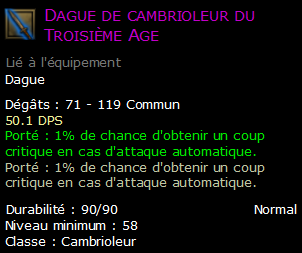 Dague de cambrioleur du Troisième Age