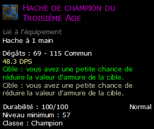 Hache de champion du Troisième Age