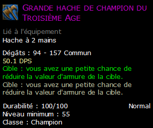 Grande hache de champion du Troisième Age