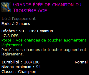 Grande épée de champion du Troisième Age