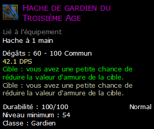 Hache de gardien du Troisième Age