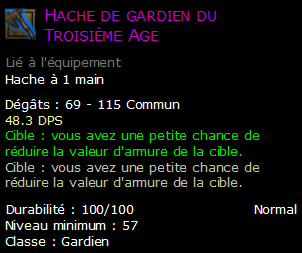 Hache de gardien du Troisième Age