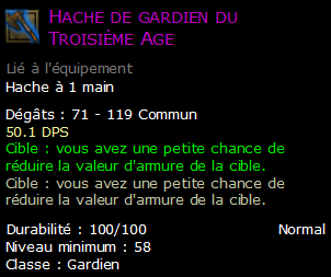 Hache de gardien du Troisième Age