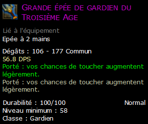 Grande épée de gardien du Troisième Age