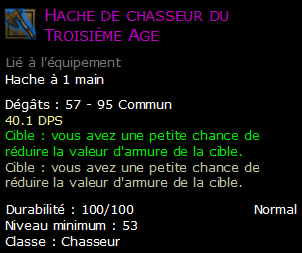 Hache de chasseur du Troisième Age