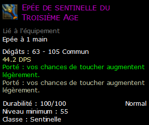 Epée de sentinelle du Troisième Age