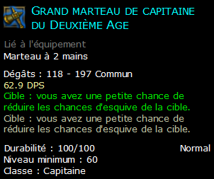 Grand marteau de capitaine du Deuxième Age