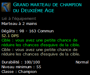 Grand marteau de champion du Deuxième Age