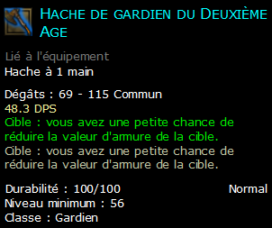 Hache de gardien du Deuxième Age