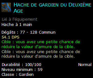 Hache de gardien du Deuxième Age