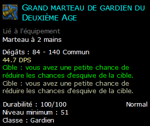 Grand marteau de gardien du Deuxième Age