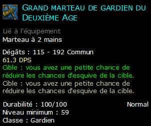 Grand marteau de gardien du Deuxième Age