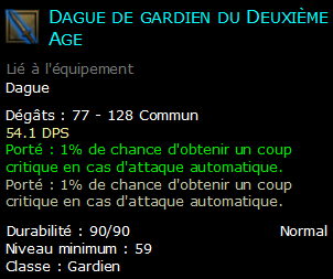 Dague de gardien du Deuxième Age