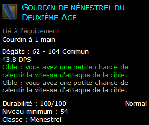 Gourdin de ménestrel du Deuxième Age