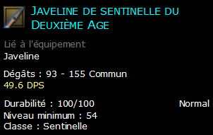 Javeline de sentinelle du Deuxième Age