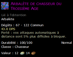 Arbalète de chasseur du Troisième Age