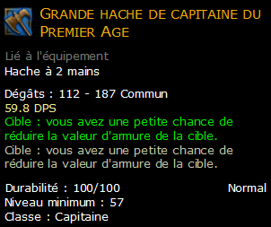 Grande hache de capitaine du Premier Age