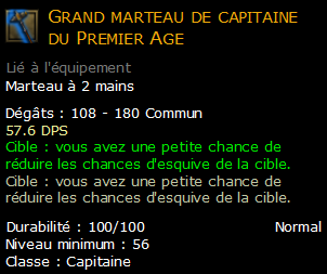 Grand marteau de capitaine du Premier Age