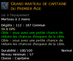 Grand marteau de capitaine du Premier Age