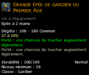 Grande épée de gardien du Premier Age