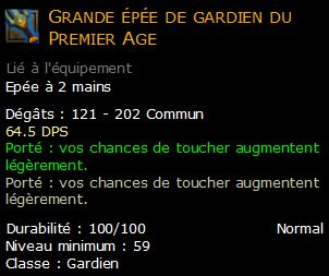 Grande épée de gardien du Premier Age