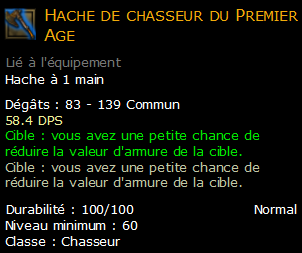 Hache de chasseur du Premier Age