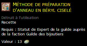 Méthode de préparation d'anneau en béryl ciselé