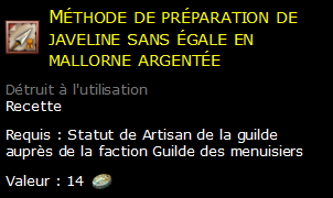 Méthode de préparation de javeline sans égale en mallorne argentée