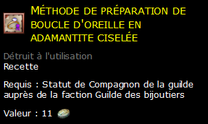 Méthode de préparation de boucle d'oreille en adamantite ciselée