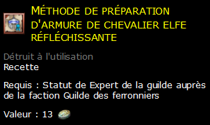 Méthode de préparation d'armure de chevalier elfe réfléchissante