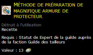 Méthode de préparation de magnifique armure de protecteur