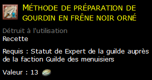 Méthode de préparation de gourdin en frêne noir orné