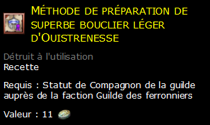 Méthode de préparation de superbe bouclier léger d'Ouistrenesse