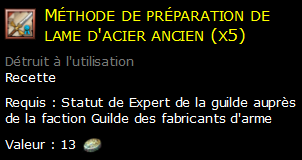 Méthode de préparation de lame d'acier ancien (x5)