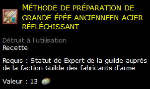 Méthode de préparation de grande épée ancienneen acier réfléchissant