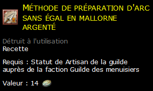 Méthode de préparation d'arc sans égal en mallorne argenté