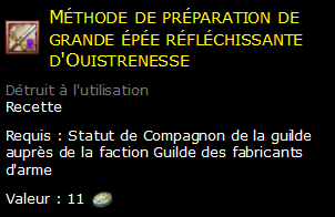 Méthode de préparation de grande épée réfléchissante d'Ouistrenesse