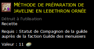 Méthode de préparation de javeline en lebethron ornée