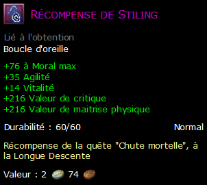 Récompense de Stiling