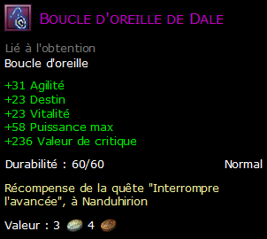 Boucle d'oreille de Dale