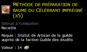 Méthode de préparation de baume du Célébrant imprégné (x5)