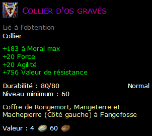 Collier d'os gravés