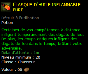 Flasque d'huile inflammable pure