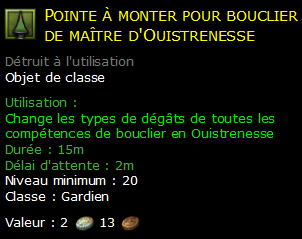 Pointe à monter pour bouclier de maître d'Ouistrenesse