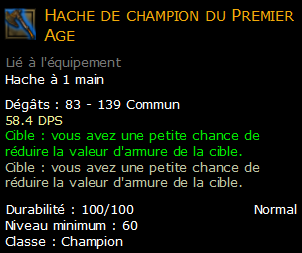 Hache de champion du Premier Age