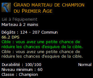 Grand marteau de champion du Premier Age