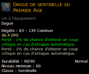 Dague de sentinelle du Premier Age