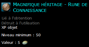 Magnifique héritage - Rune de Connaissance